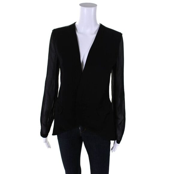 Robbi & Nikki Womens Open Front Light Long Sleeves Jacket Black Size Medium - Picture 1 of 5